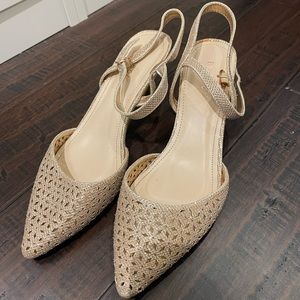 Light Gold Sparkle Women’s Heeled Dress Shoe (bridesmaid) 8.5